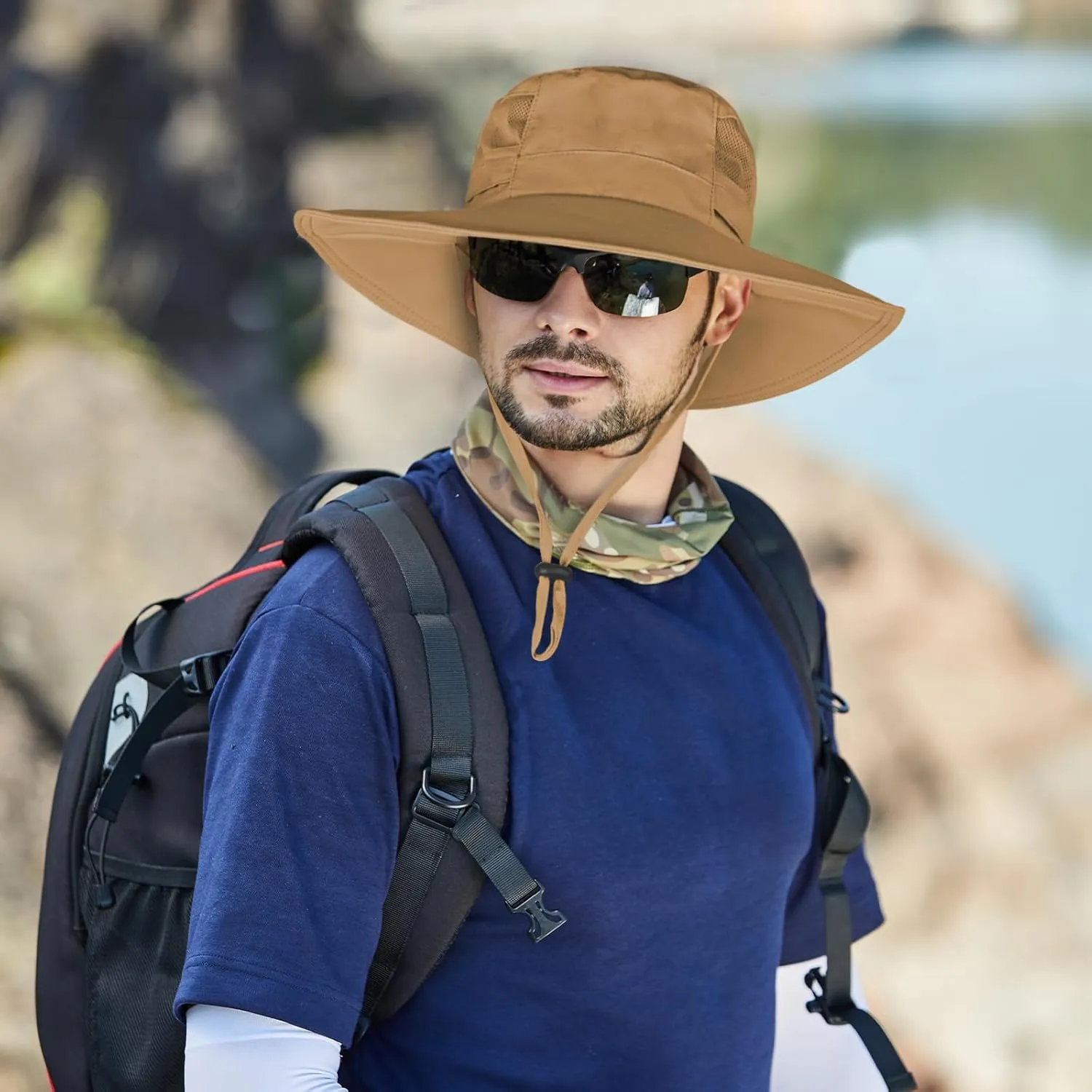 Sun Hat for Men/Women, UPF 50  Fishing Hat,Waterproof Wide Brim Bucket Hat Foldable Boonie Hat for Hiking Garden Safari Beach
