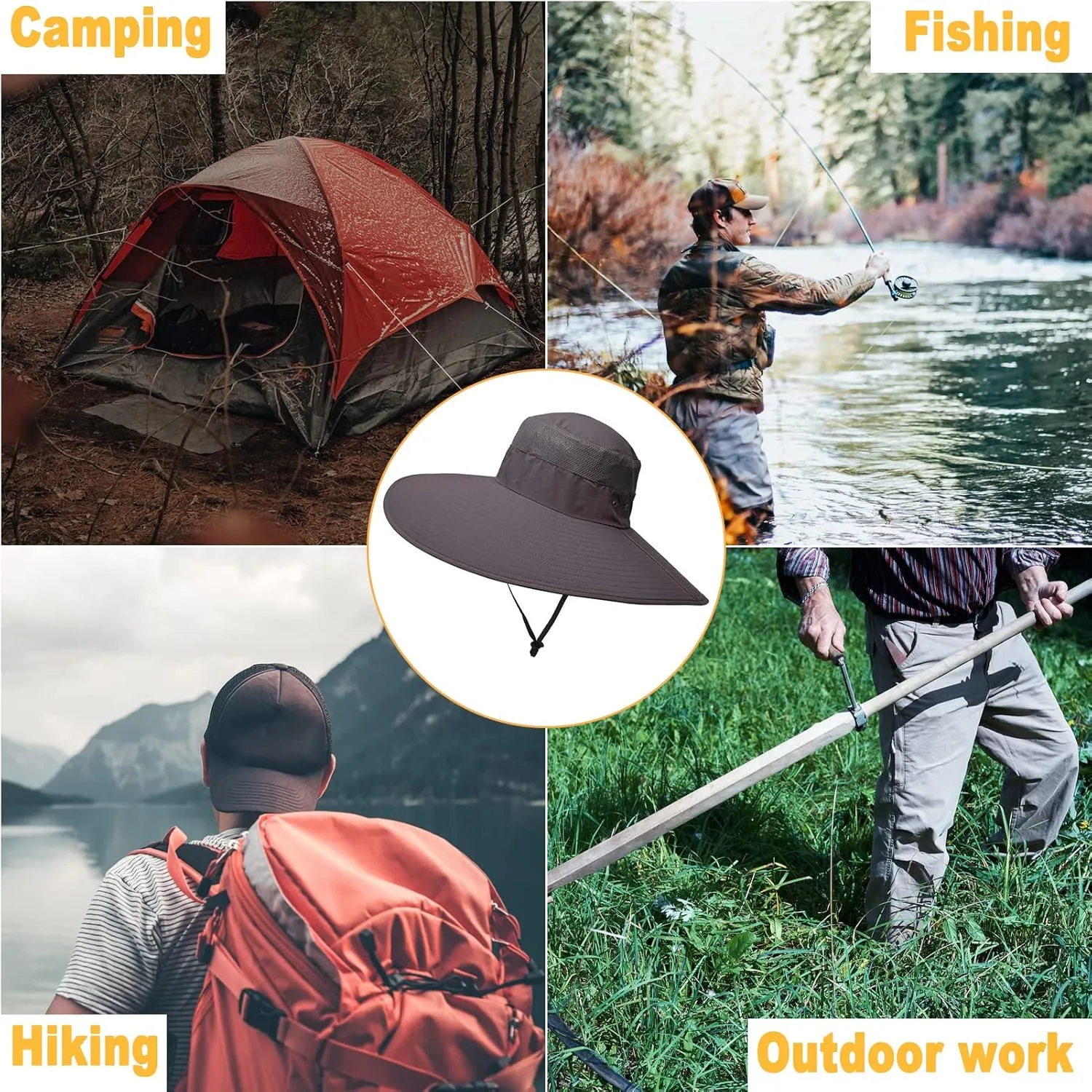 Super Wide Brim Sun Hat UPF 50  UV Protection Waterproof Outdoor Gardening Fishing Hiking Hat for Men Women