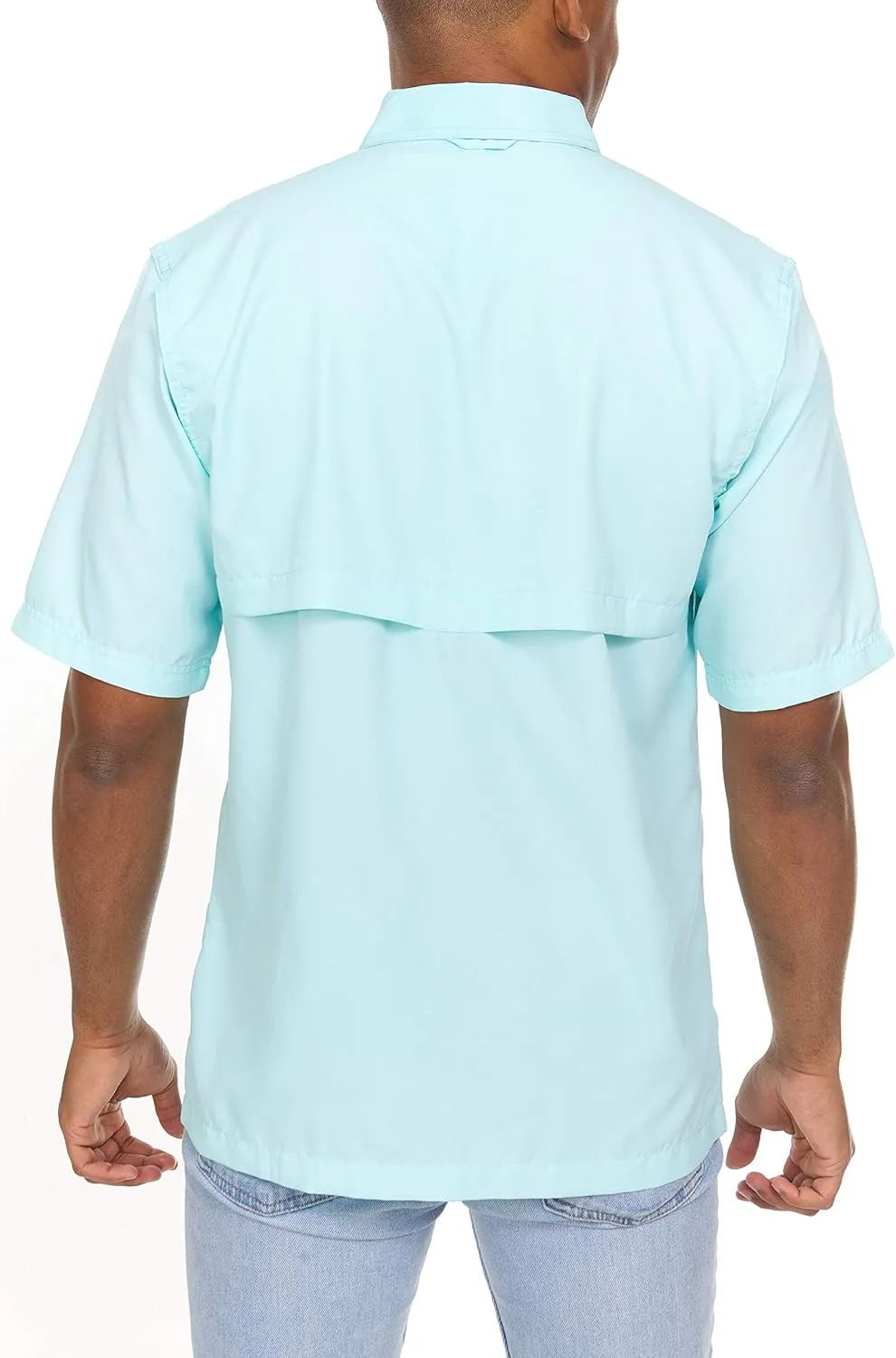 Swiss Alps Mens Short Sleeve Button Down Sun Protection UPF 30 Shirt Quick Dry Cooling Fishing Shirts Casual Summer Tops