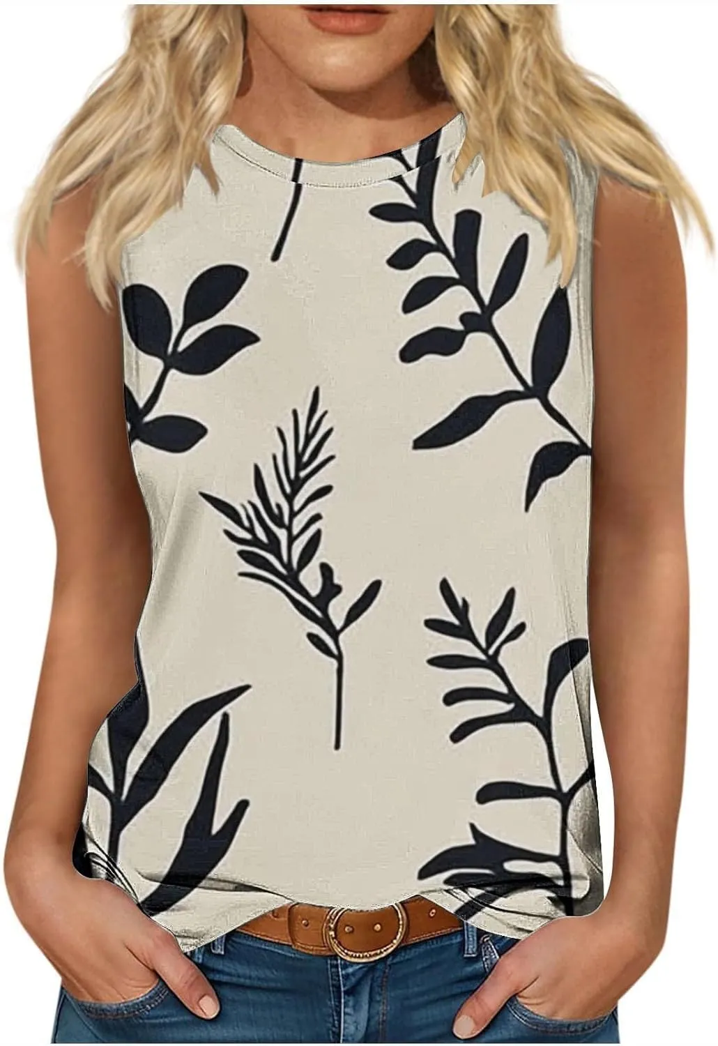 Tank Tops for Women 2025 Loose Printed Crewneck Sleeveless Casual Shirts Trendy Beach Hawaiian Summer Camisole Tank