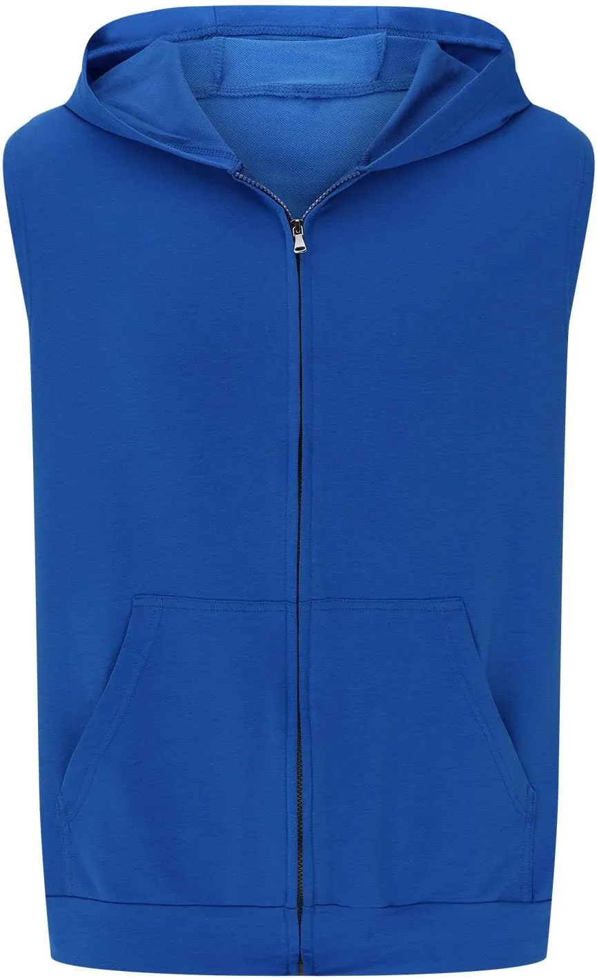 Tank Tops Men Stylish Zipper Vest Mens Bodybuilding Gym Vest Hooded T-Shirts Sleeveless Hoodies Workout Muslce Tops