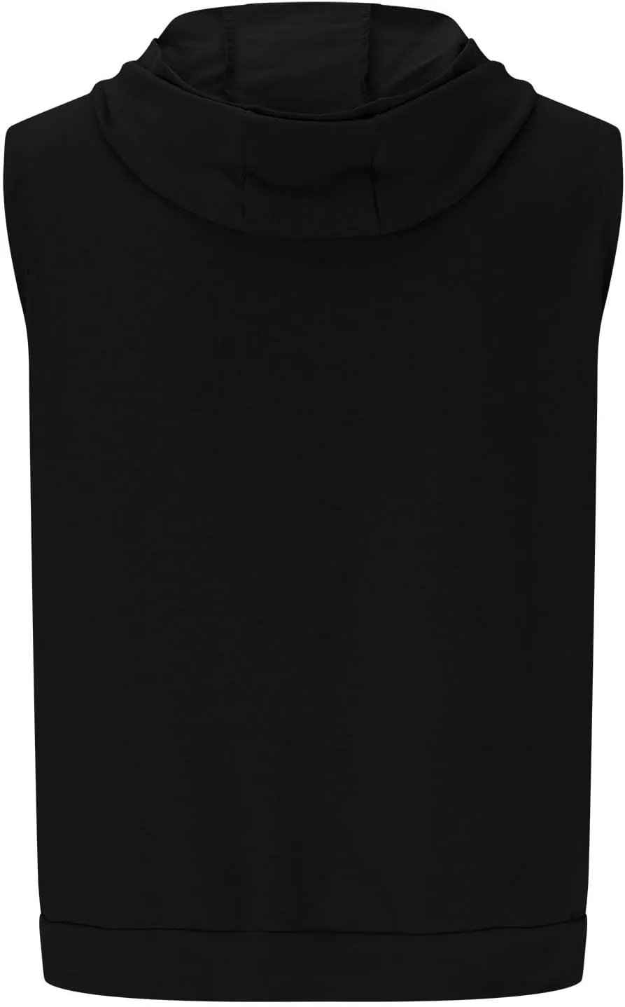 Tank Tops Men Stylish Zipper Vest Mens Bodybuilding Gym Vest Hooded T-Shirts Sleeveless Hoodies Workout Muslce Tops