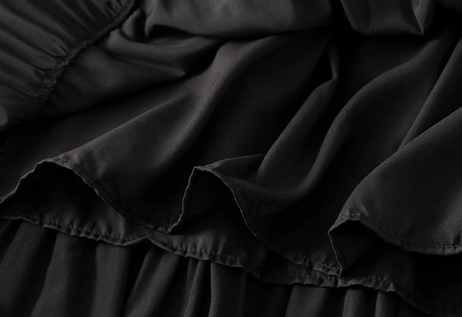Tiered Ruffle Skirt for Women with Lace Detail Elastic Waist Midi Skirt Flowy Boho Skirts for Daily Wear
