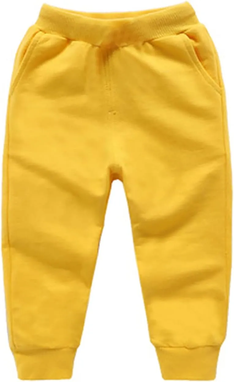 Toddler Boys Girls Sweatpants Baby Active Jogger Pants Cotton Solid Elastic Waist Joggers Kids Athletic Sports Trousers