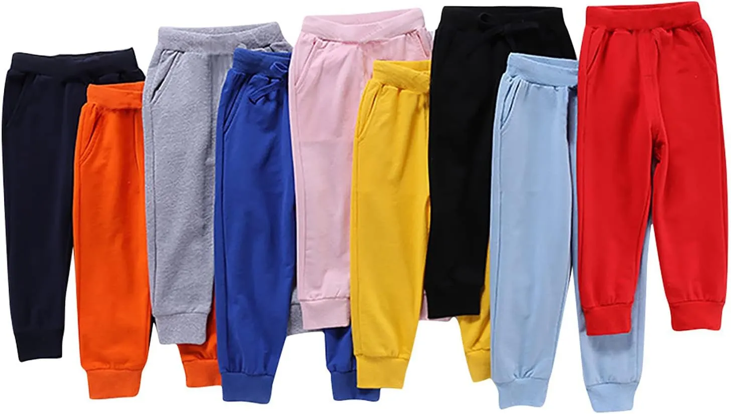 Toddler Boys Girls Sweatpants Baby Active Jogger Pants Cotton Solid Elastic Waist Joggers Kids Athletic Sports Trousers