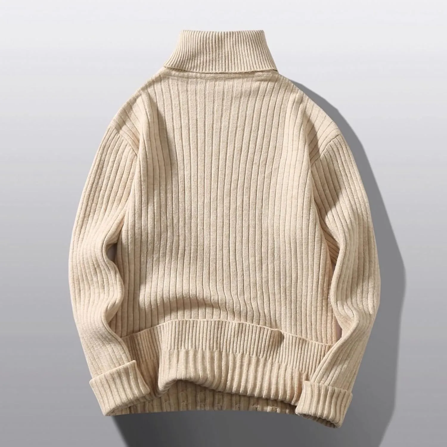 Turtleneck Sweaters for Men Twisted Knitted Tops Solid Color Pullover Tops Lightweight Jumper Casual Slim Fit Sweater