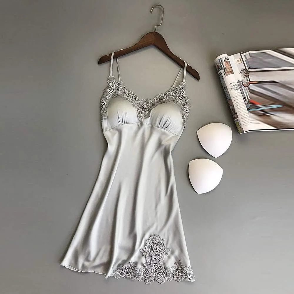Underwear Lace Dress Robe Women Sleepwear Nightwear Pad Lingerie Sexy Plus Size Strapless Bra 46ddd