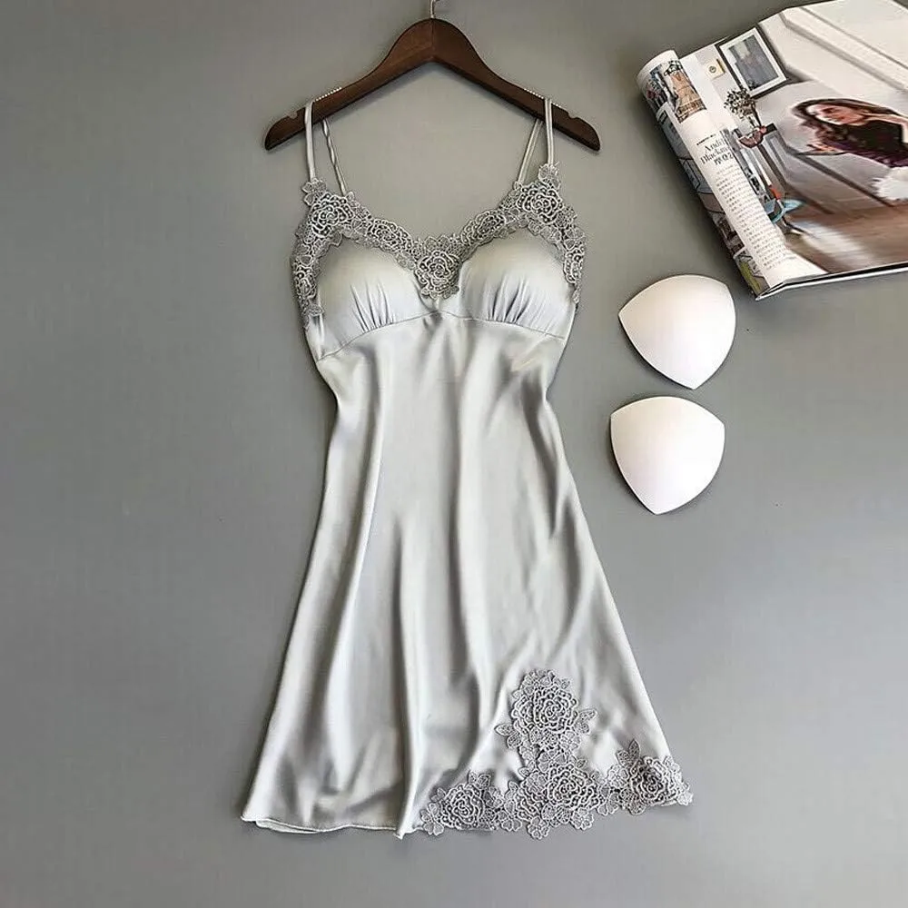 Underwear Lace Dress Robe Women Sleepwear Nightwear Pad Lingerie Sexy Plus Size Strapless Bra 46ddd