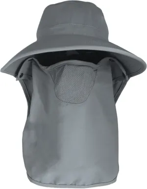 Unisex Wide Brim Hiking Sun Hat with Neck Flap and Face Cover