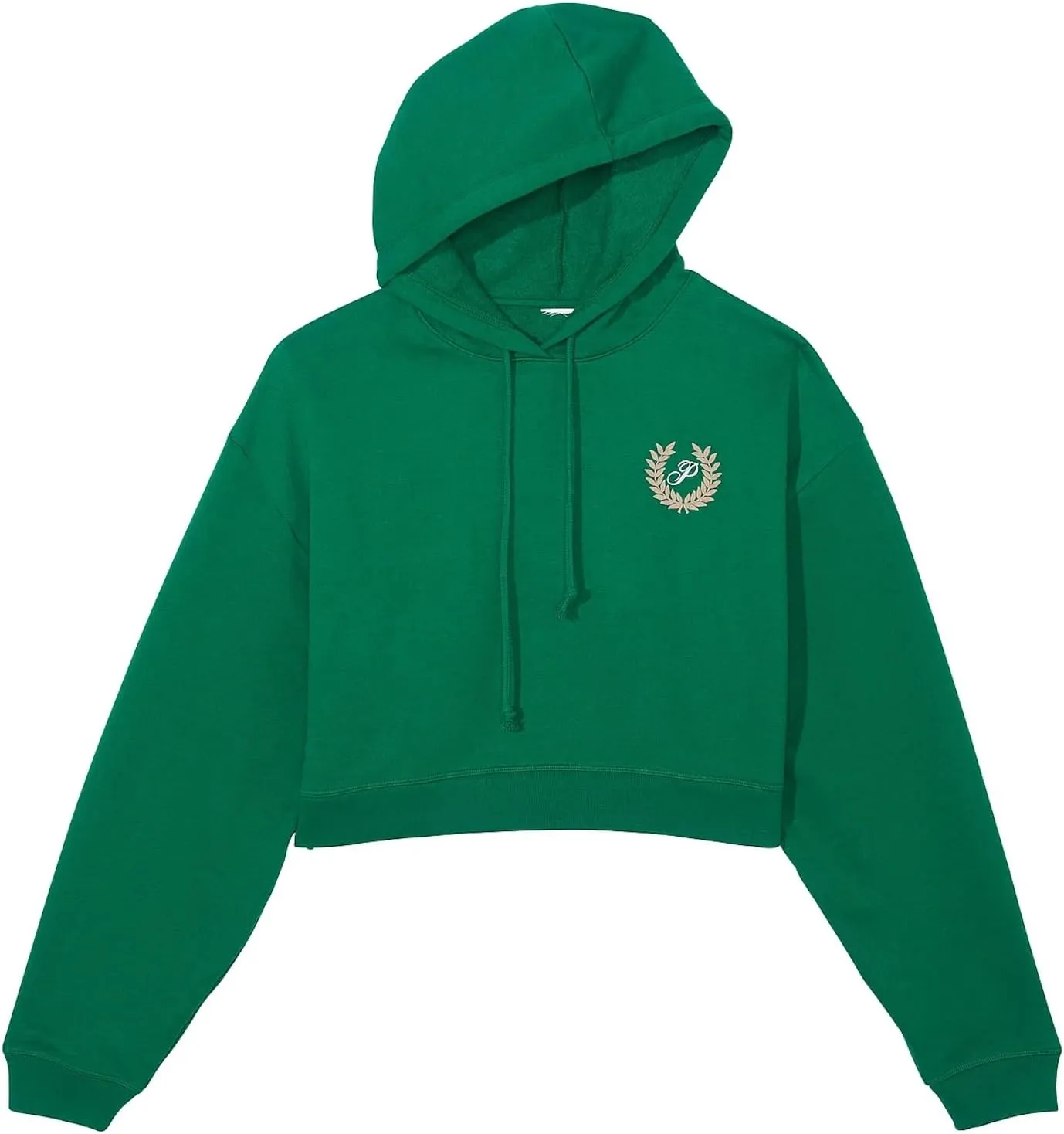 Victoria's Secret Pink Everyday Fleece Cropped Hoodie Color Green New