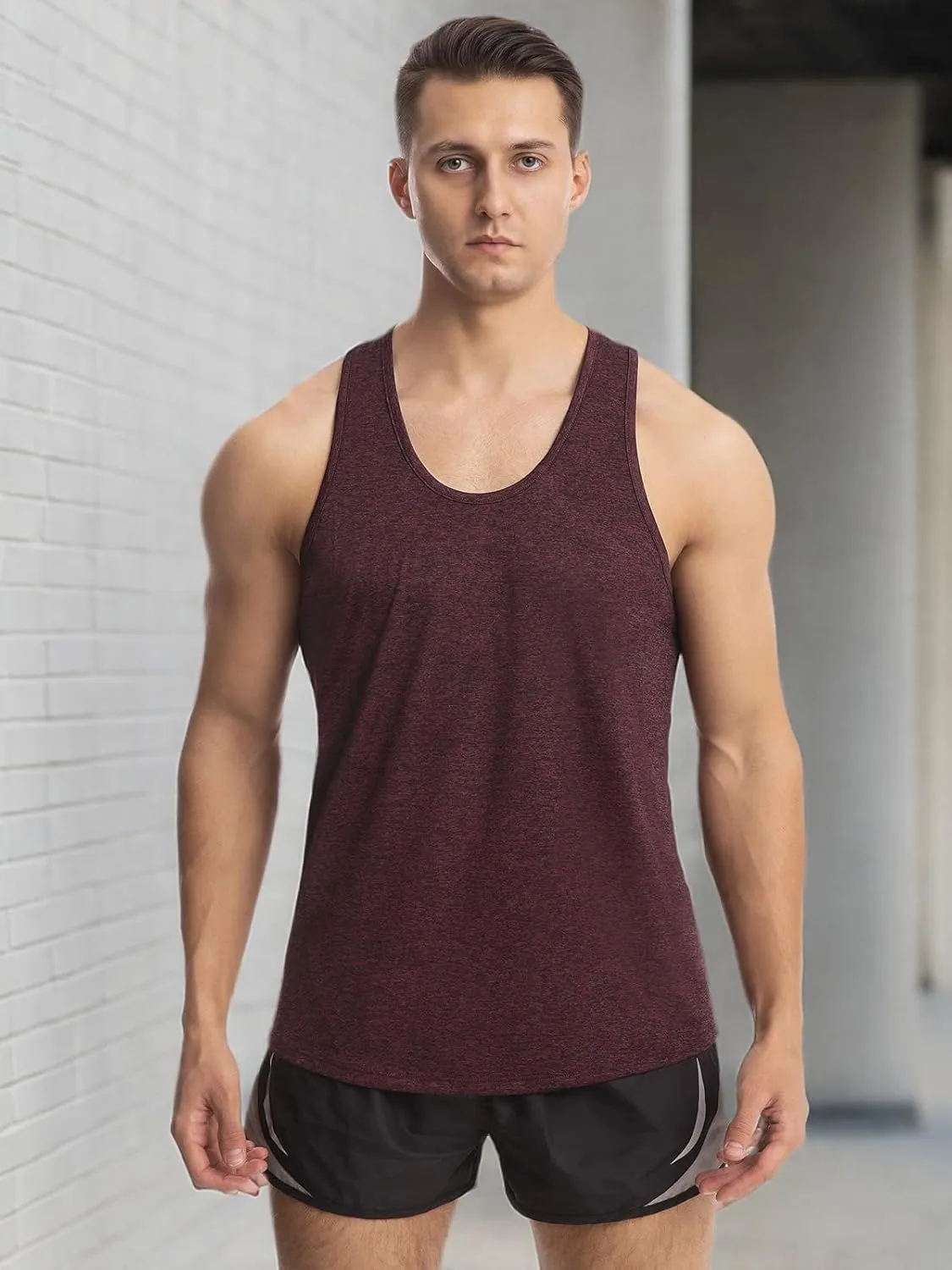 Vislivin Workout Tank Tops for Men Quick Dry Y-Back Tanks Bodybuilding Sleeveless Shirts-4 Packs