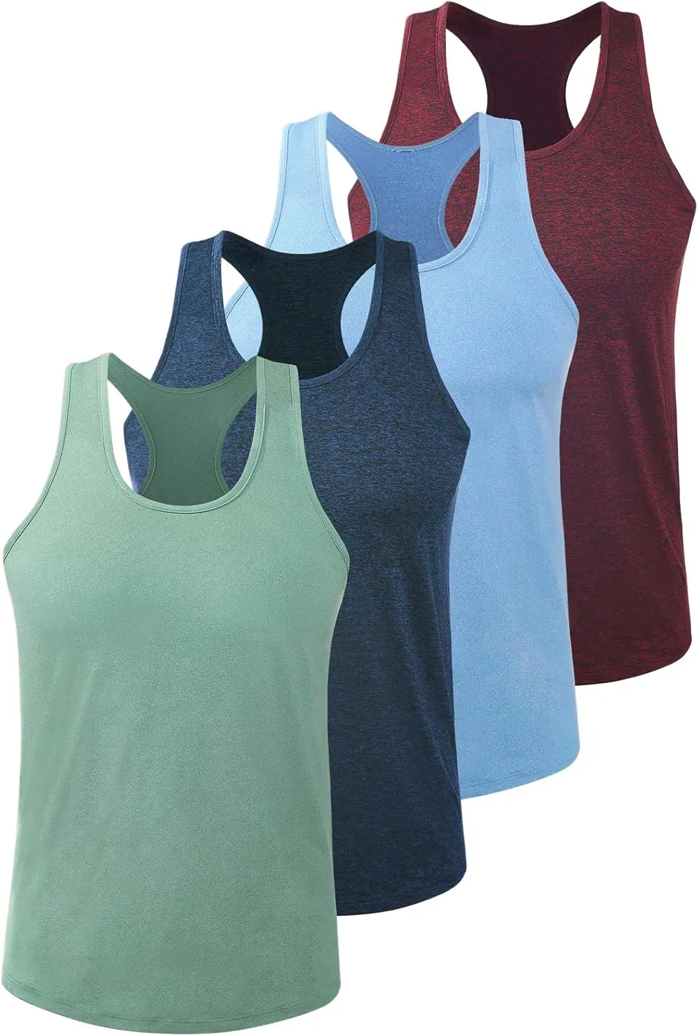 Vislivin Workout Tank Tops for Men Quick Dry Y-Back Tanks Bodybuilding Sleeveless Shirts-4 Packs