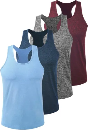 Vislivin Workout Tank Tops for Men Quick Dry Y-Back Tanks Bodybuilding Sleeveless Shirts-4 Packs