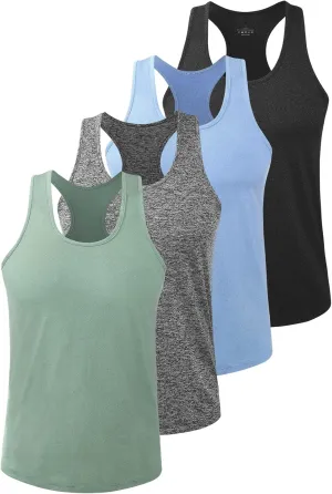 Vislivin Workout Tank Tops for Men Quick Dry Y-Back Tanks Bodybuilding Sleeveless Shirts-4 Packs