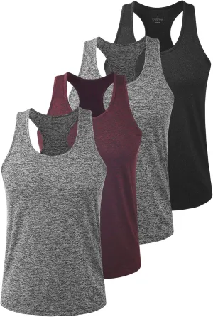 Vislivin Workout Tank Tops for Men Quick Dry Y-Back Tanks Bodybuilding Sleeveless Shirts-4 Packs