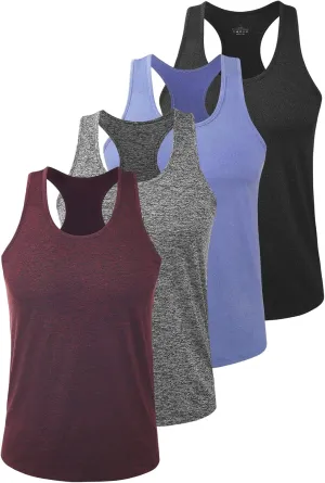 Vislivin Workout Tank Tops for Men Quick Dry Y-Back Tanks Bodybuilding Sleeveless Shirts-4 Packs