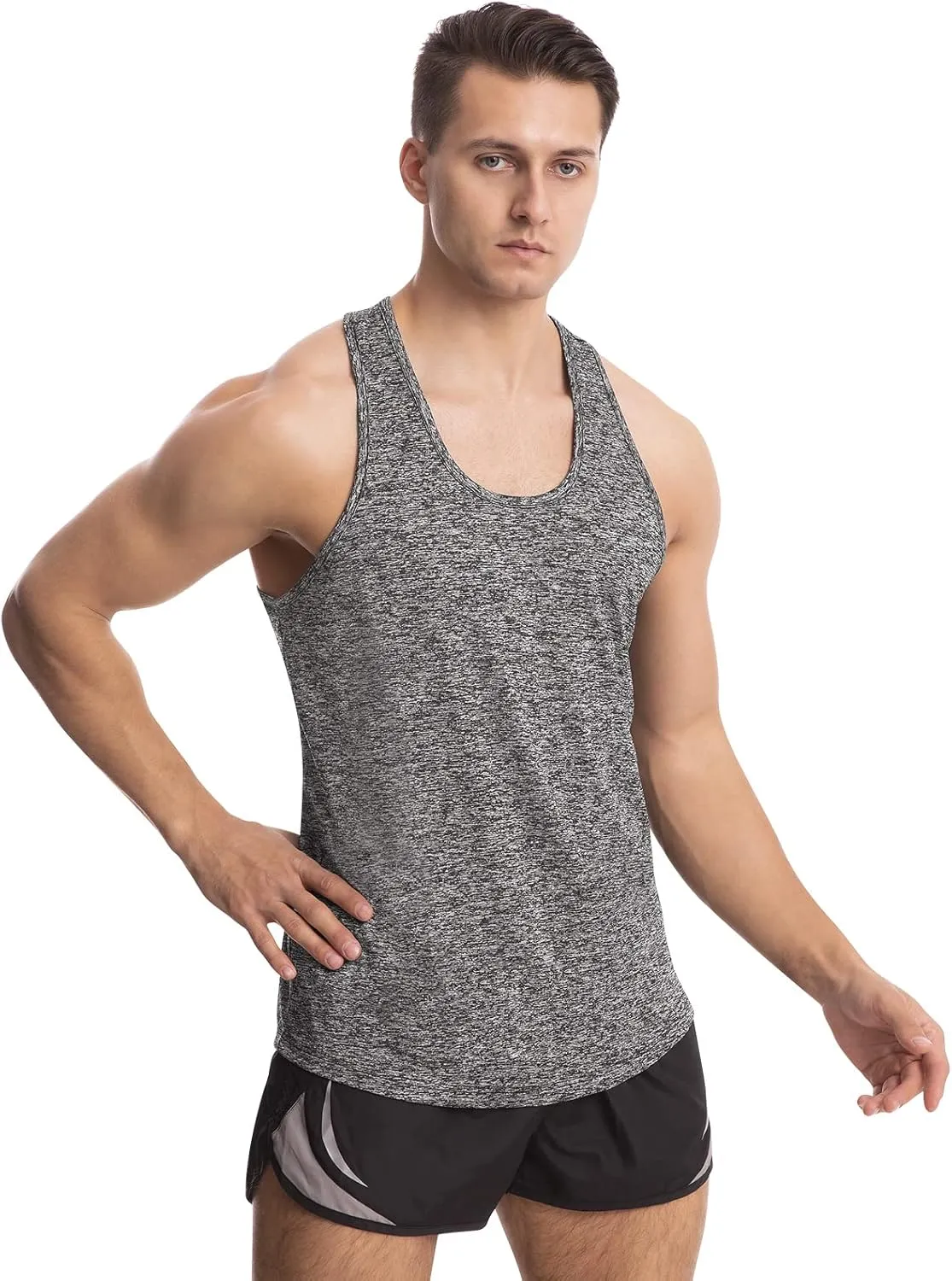 Vislivin Workout Tank Tops for Men Quick Dry Y-Back Tanks Bodybuilding Sleeveless Shirts-4 Packs