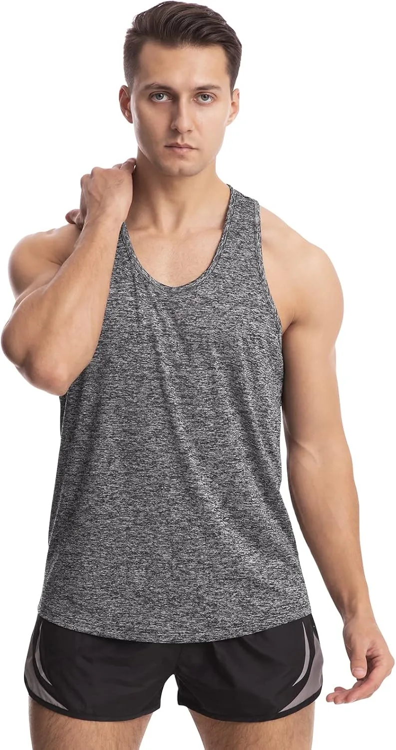 Vislivin Workout Tank Tops for Men Quick Dry Y-Back Tanks Bodybuilding Sleeveless Shirts-4 Packs