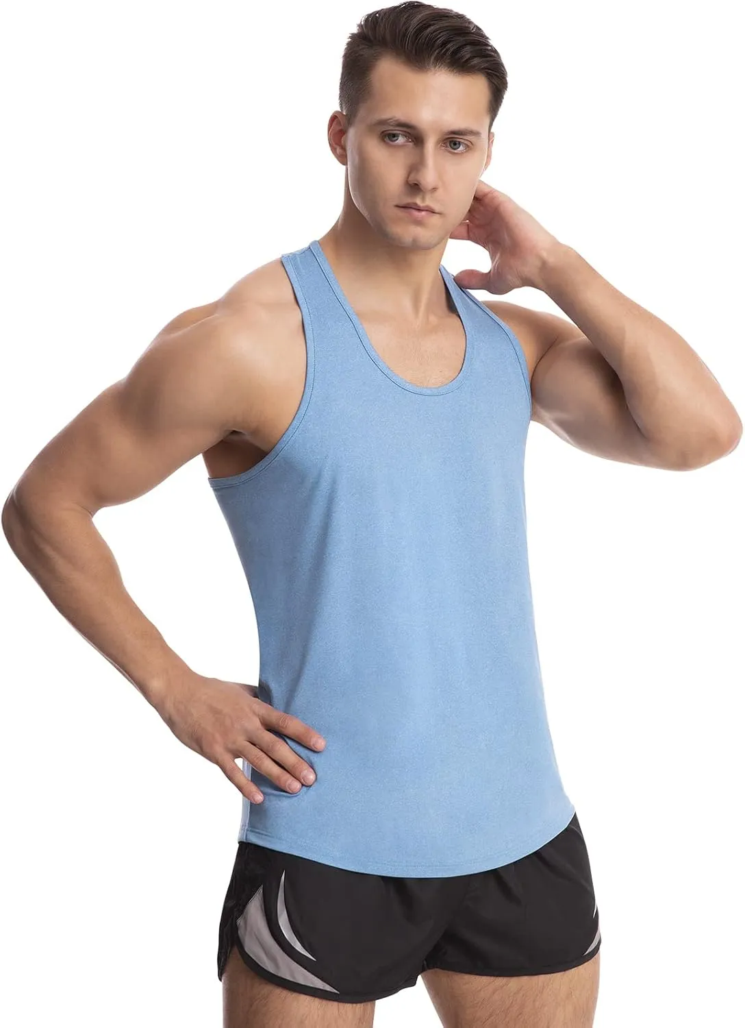 Vislivin Workout Tank Tops for Men Quick Dry Y-Back Tanks Bodybuilding Sleeveless Shirts-4 Packs