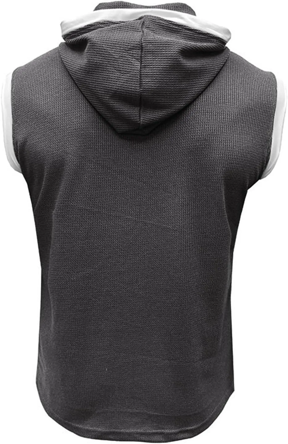 Waffle Tank Top for Men Hooded Shirts Gym Workout Bodybuilding Sleeveless Muscle T Shirts Block Color Vest Hoodies