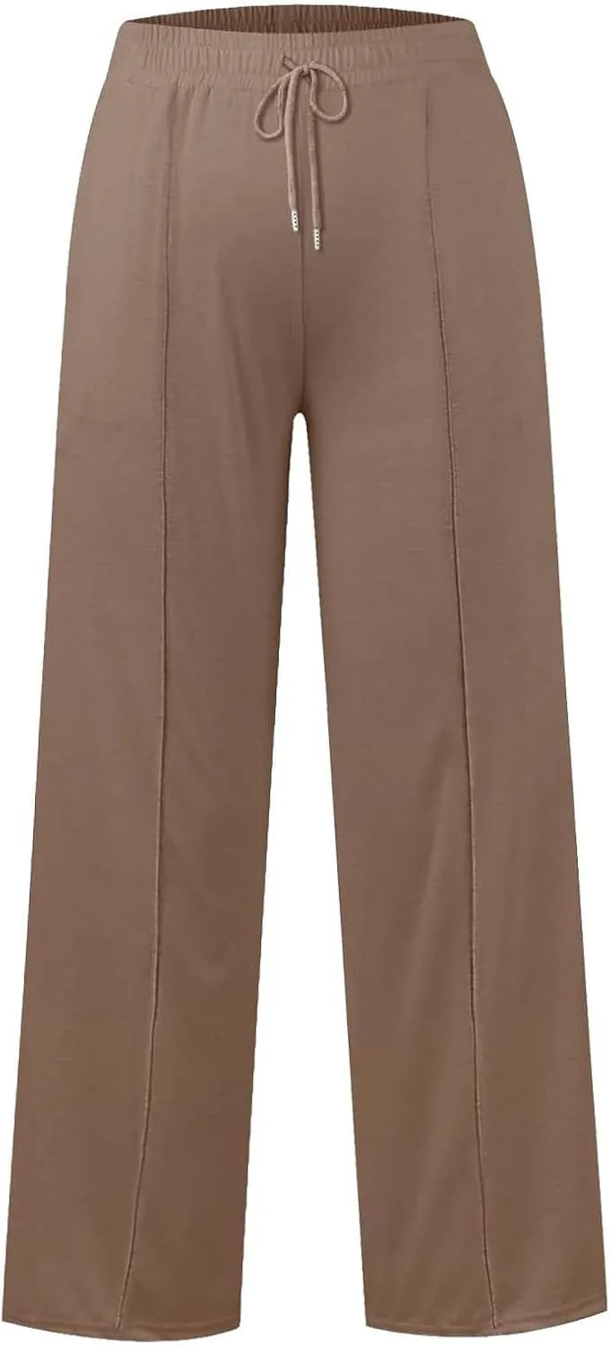 Wide Leg Sweatpants for Kids Girls Elastic Drawstring Baggy Straight Leg Comfy Plain Joggers Trousers with Pockets