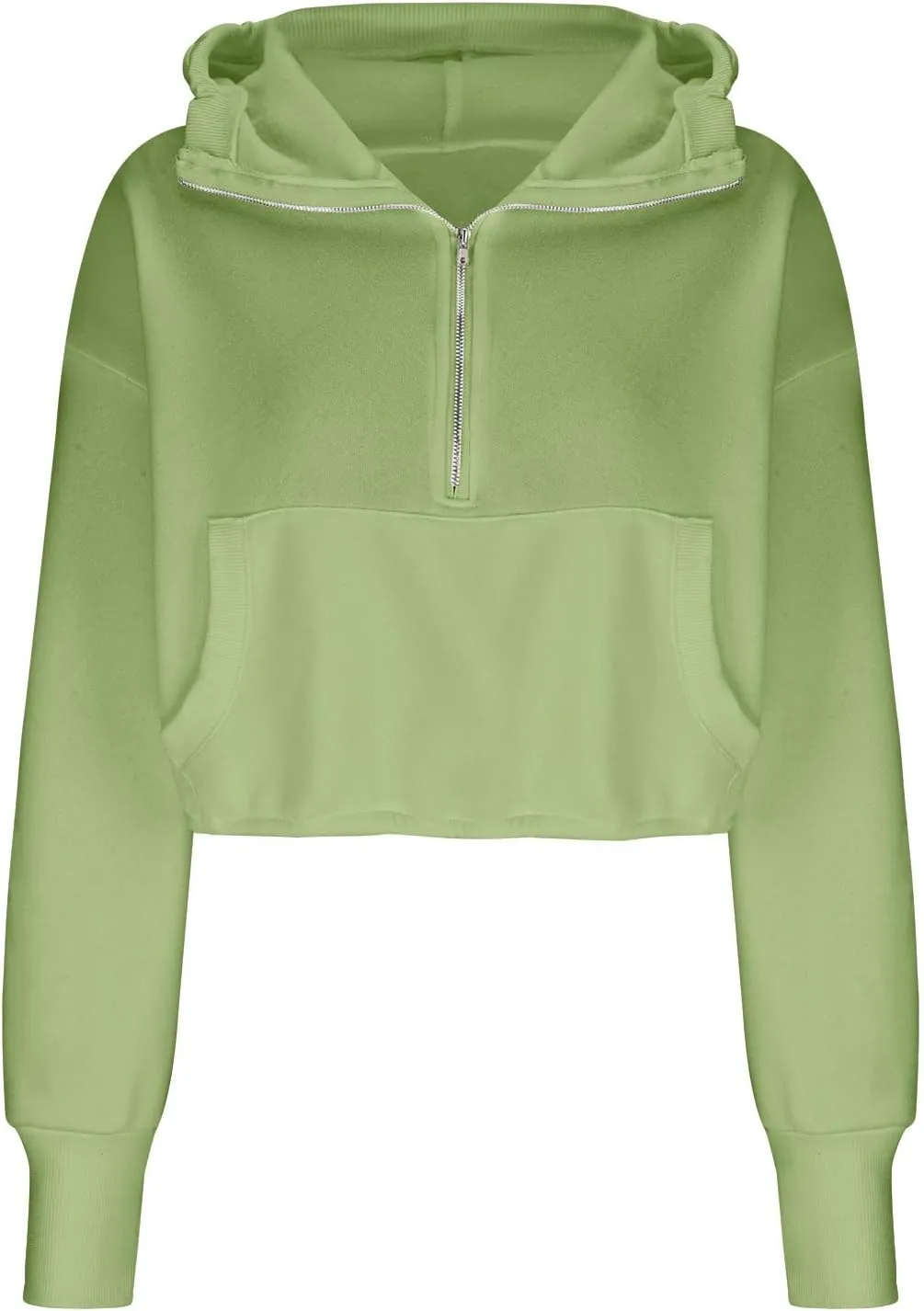 Women Fashion Half Zip Sweatshirts Cropped Hoodies Fleece Pullover Quarter Zip Workout Y2k Teen Girls Casual Tops 2023