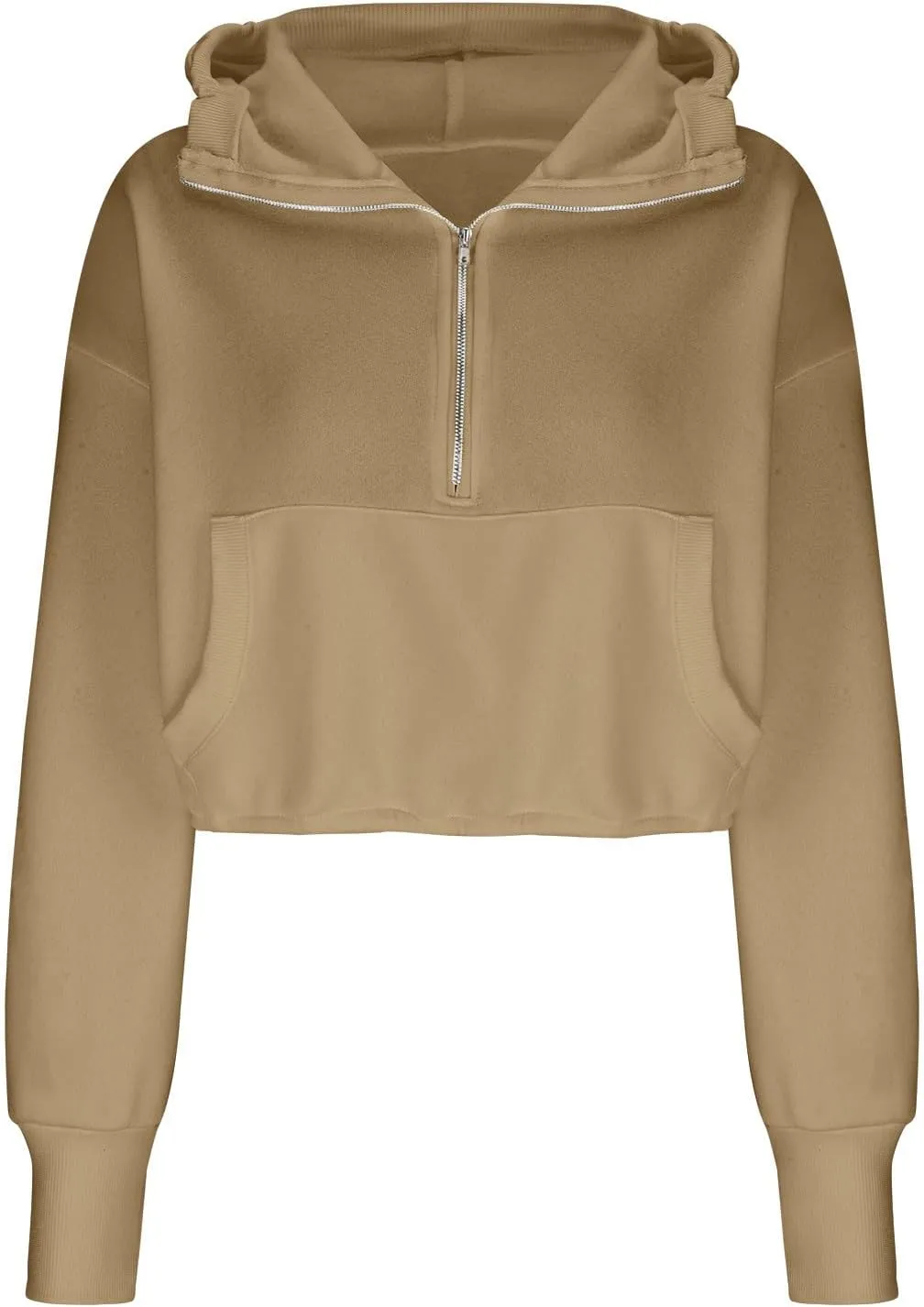 Women Fashion Half Zip Sweatshirts Cropped Hoodies Fleece Pullover Quarter Zip Workout Y2k Teen Girls Casual Tops 2023