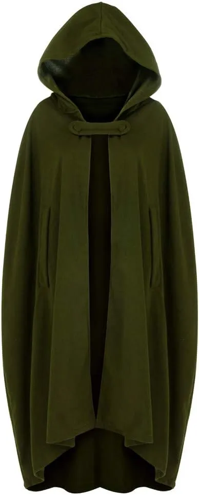 Women Hooded Wool Blend Maxi Long Cape Poncho Maxi Cloak Coat Fall Winter Trench Coat Robe Gothic Plus Size Clothes