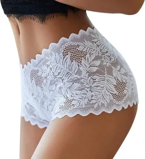 Women Lace Boyshort Sexy Floral Panties Low Rise Underwear Ladies Comfortable Underpants Baby-Doll Lingerie for