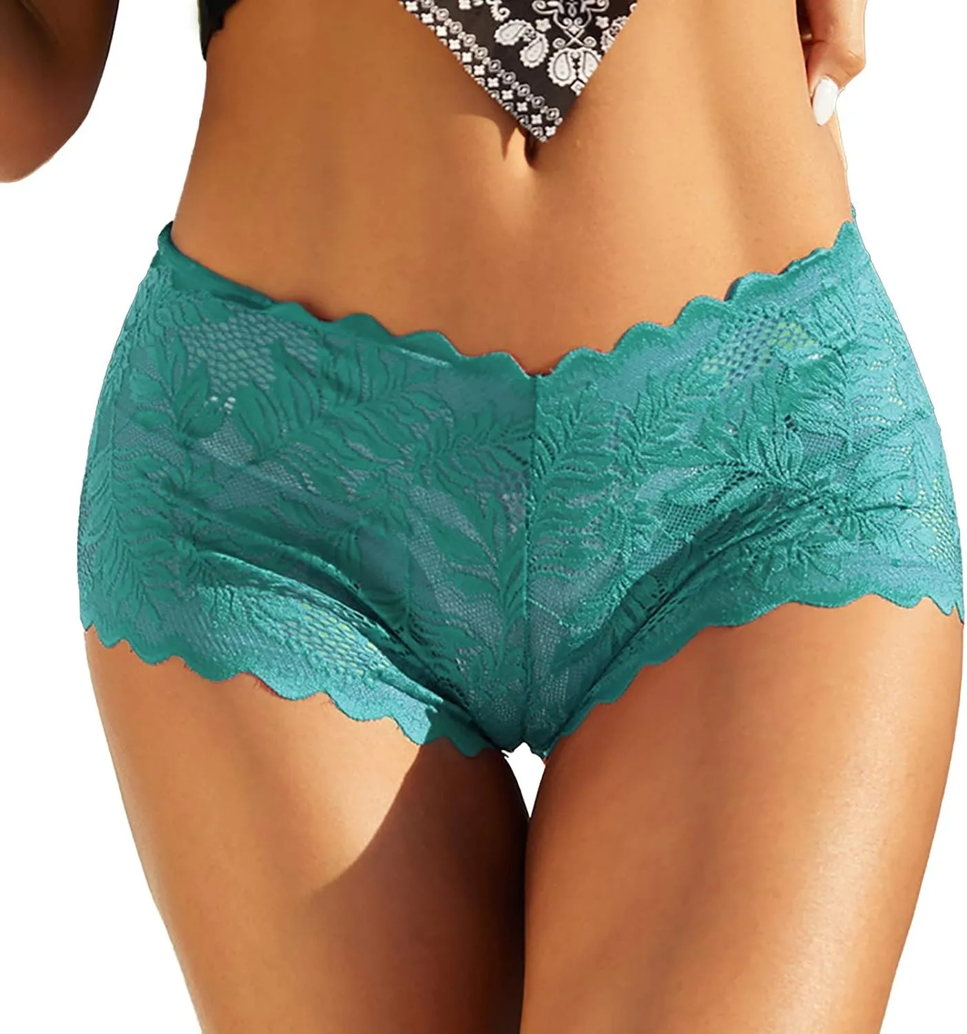 Women Lace Boyshort Sexy Floral Panties Low Rise Underwear Ladies Comfortable Underpants Baby-Doll Lingerie for