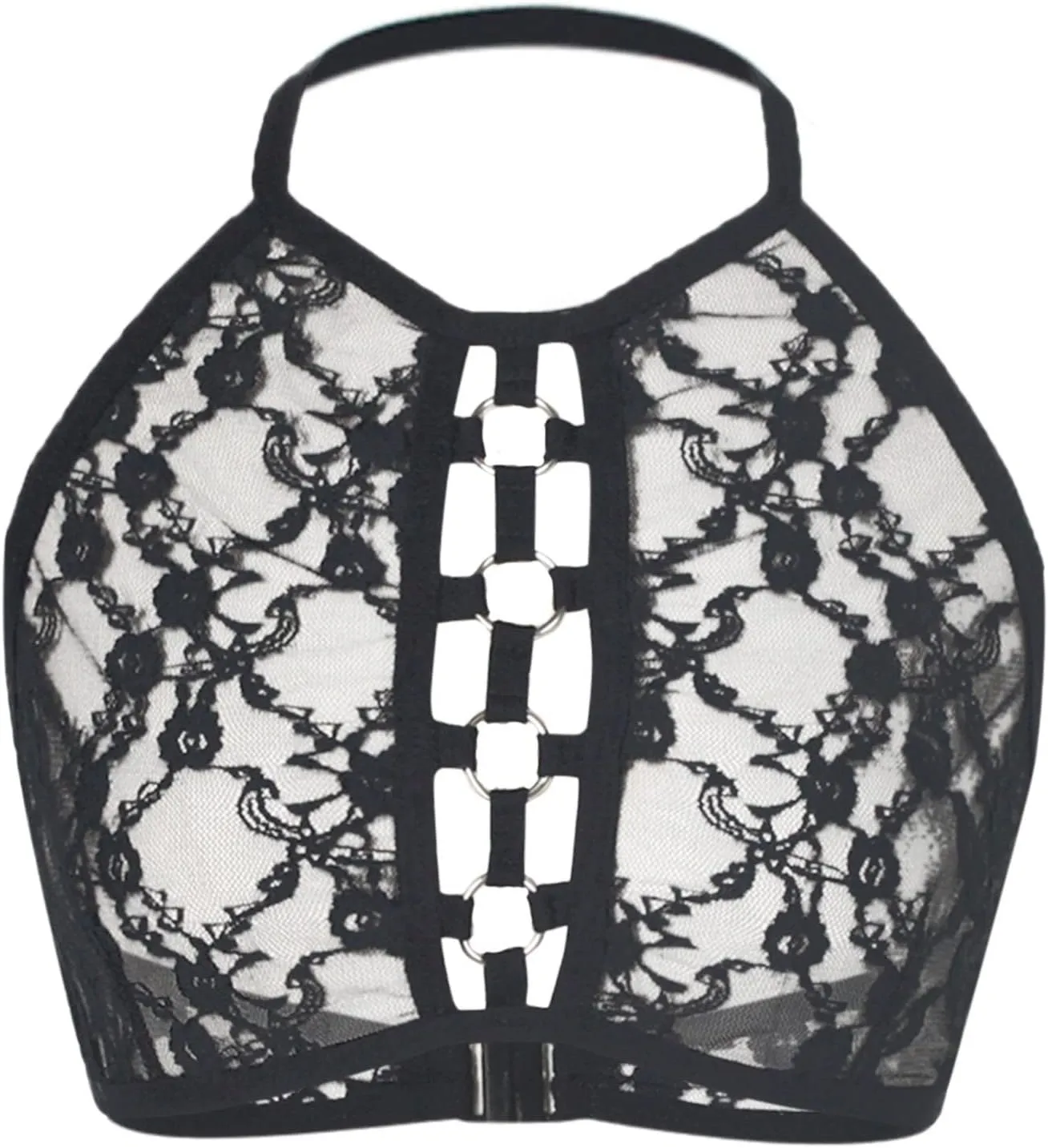 Women Lace Lingerie Womens Lace Floral Scallop Crop Bust Backless Bralette Lingerie Set