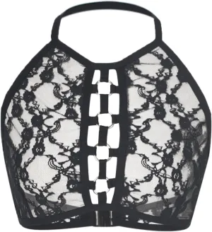 Women Lace Lingerie Womens Lace Floral Scallop Crop Bust Backless Bralette Lingerie Set