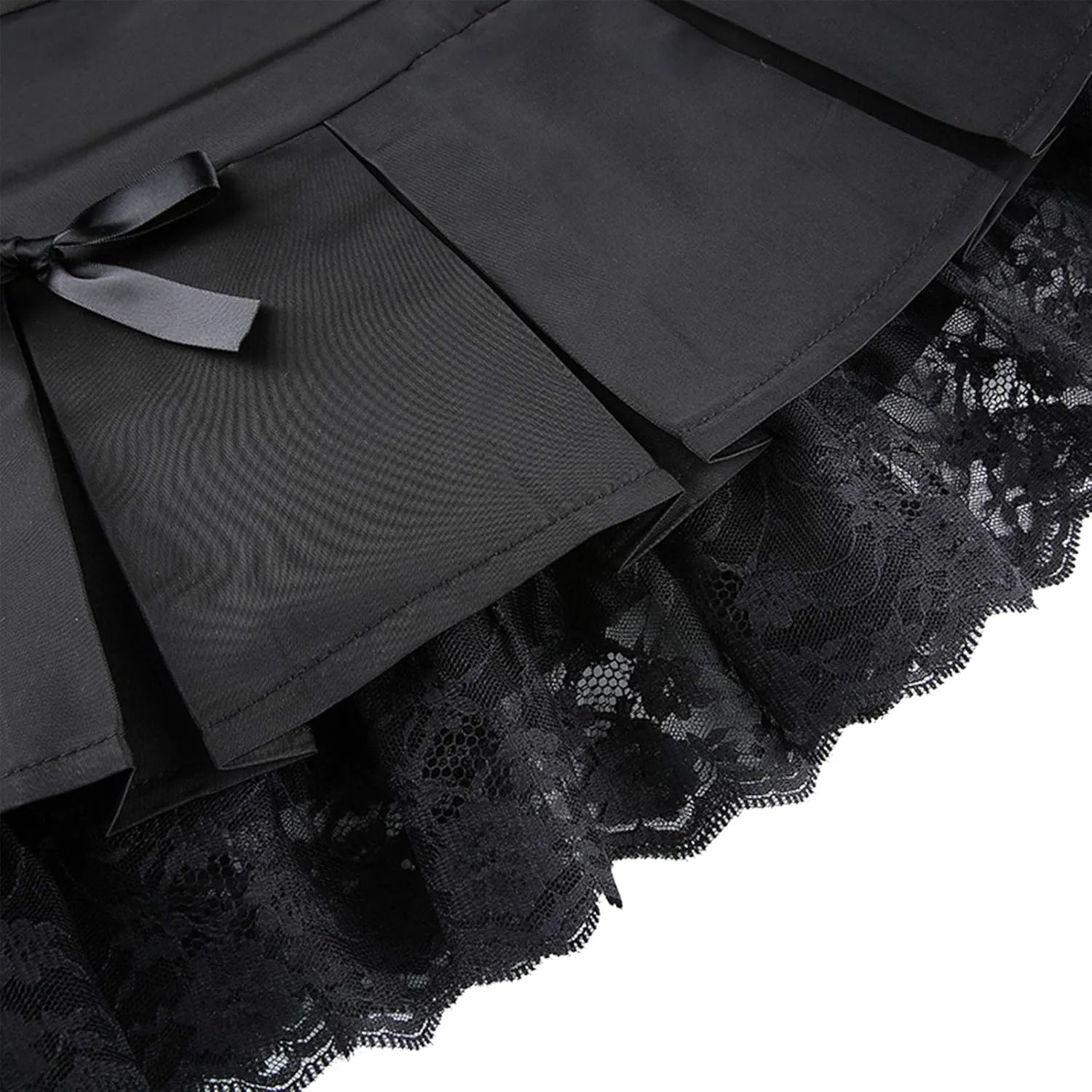 Women Lace Patchwork Pleated Skirt High Waist Gothic Short Skirt Ruffle Plaid A-Line Mini Skirt E-Girl Streetwear