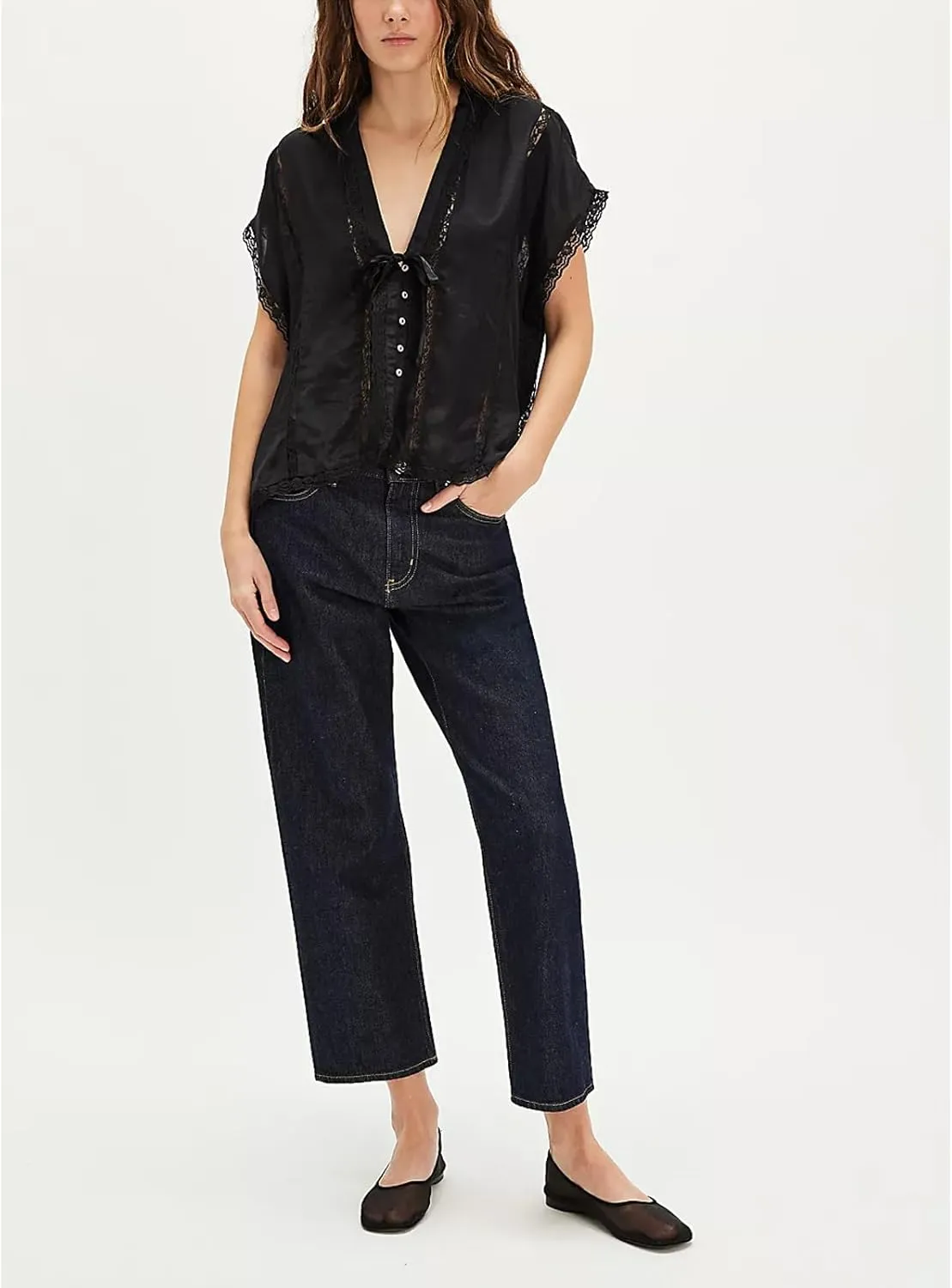 Women Lace Sheer Tank Tops Cropped Tie Strap Button Up Lace Trim Patchwork Cami Vest Cute Y2K Summer Trendy Going Out Top