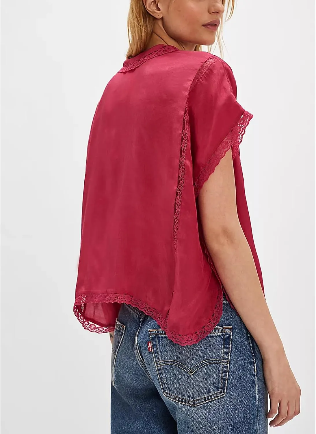 Women Lace Sheer Tank Tops Cropped Tie Strap Button Up Lace Trim Patchwork Cami Vest Cute Y2K Summer Trendy Going Out Top