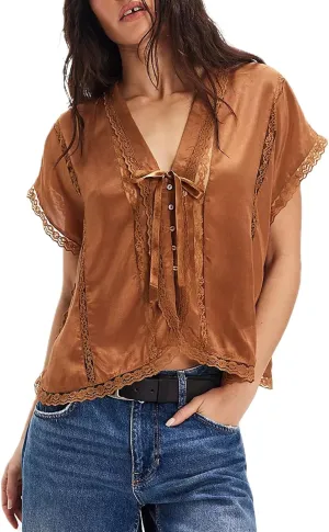 Women Lace Sheer Tank Tops Cropped Tie Strap Button Up Lace Trim Patchwork Cami Vest Cute Y2K Summer Trendy Going Out Top