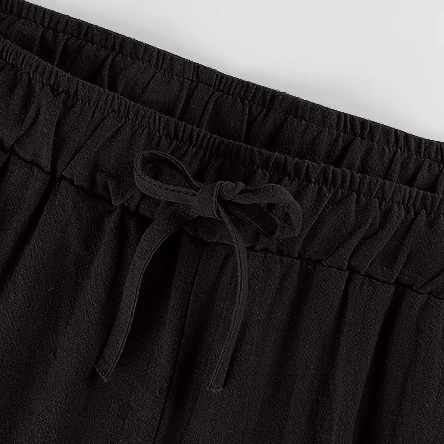 Women Linen Pants Wide Leg High Wasited Drawstring Beach Pants with Pockets Casual Loose Summer Lounge Pant