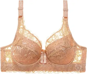 Women Sexy Lace Bras for Women, Lace Plus Size Full Coverage Underwire Unlined Bralette with Support Everyday Bras
