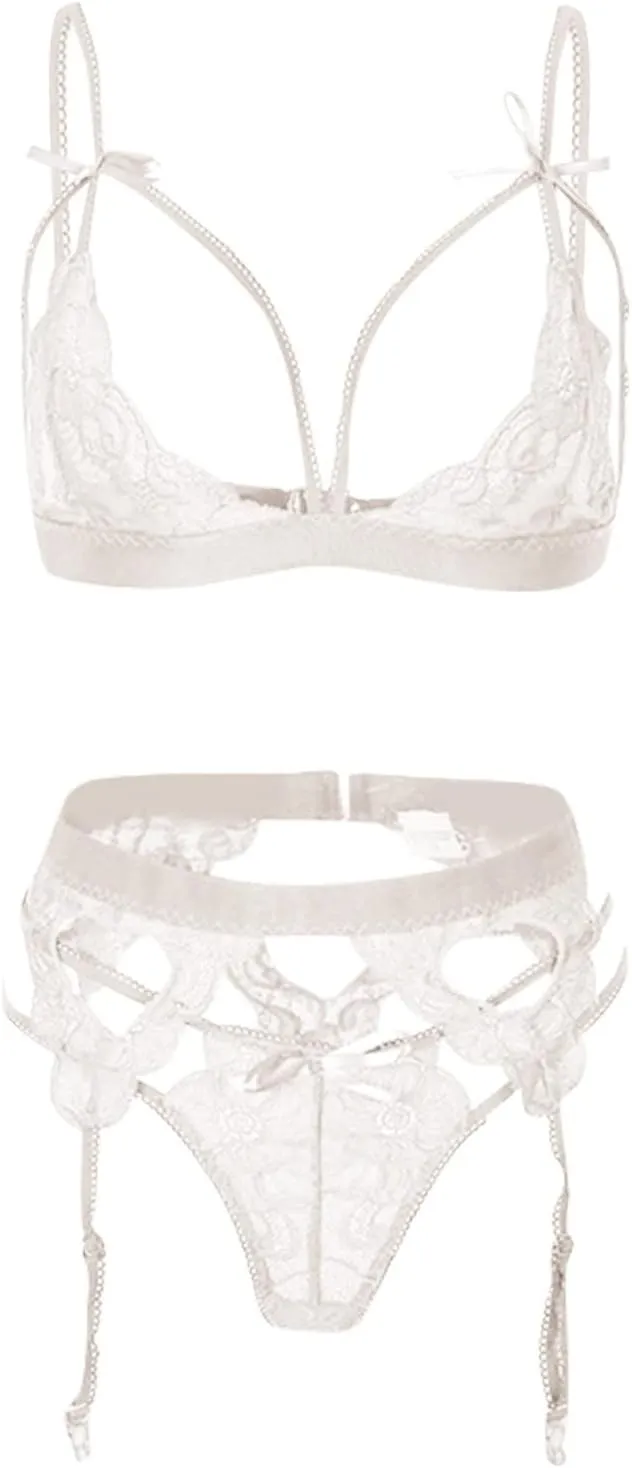 Women Sexy Lingerie Hot Lace Bra Set Teddy Briefs Bandage Underwear Set Push Up Bra Lace Bralettes For Women