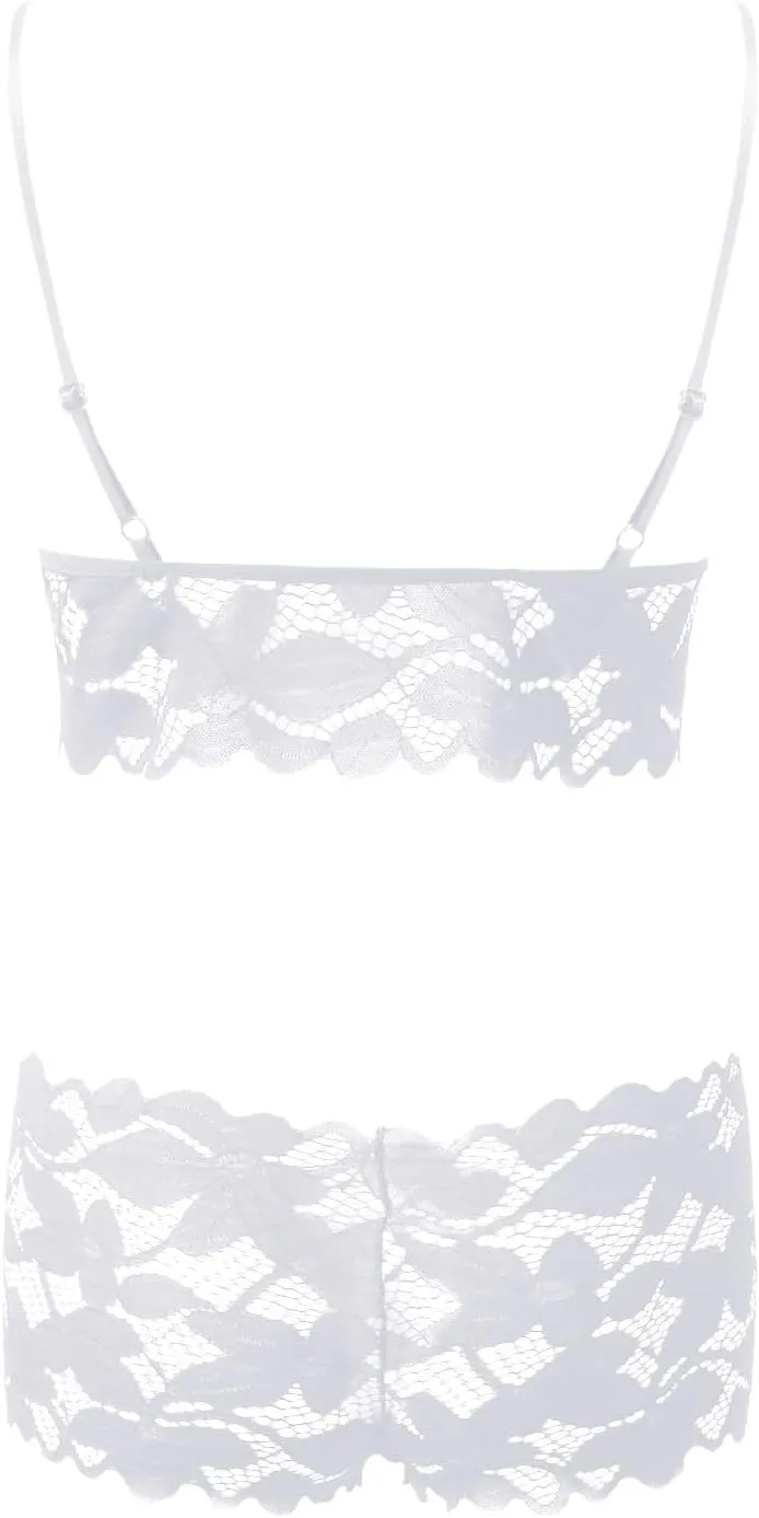 Women Sexy Lingerie Set for Women Sexy Lace Halter Bralette High Waist Panty Set