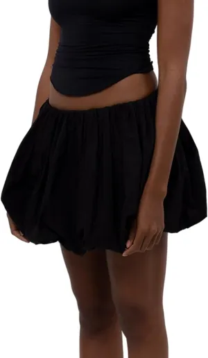 Women Y2k Bubble Mini Skirt Ruffle Hem Pleated Short Skirts High Waist Puffy A-Line Flared Skirt Streetwear