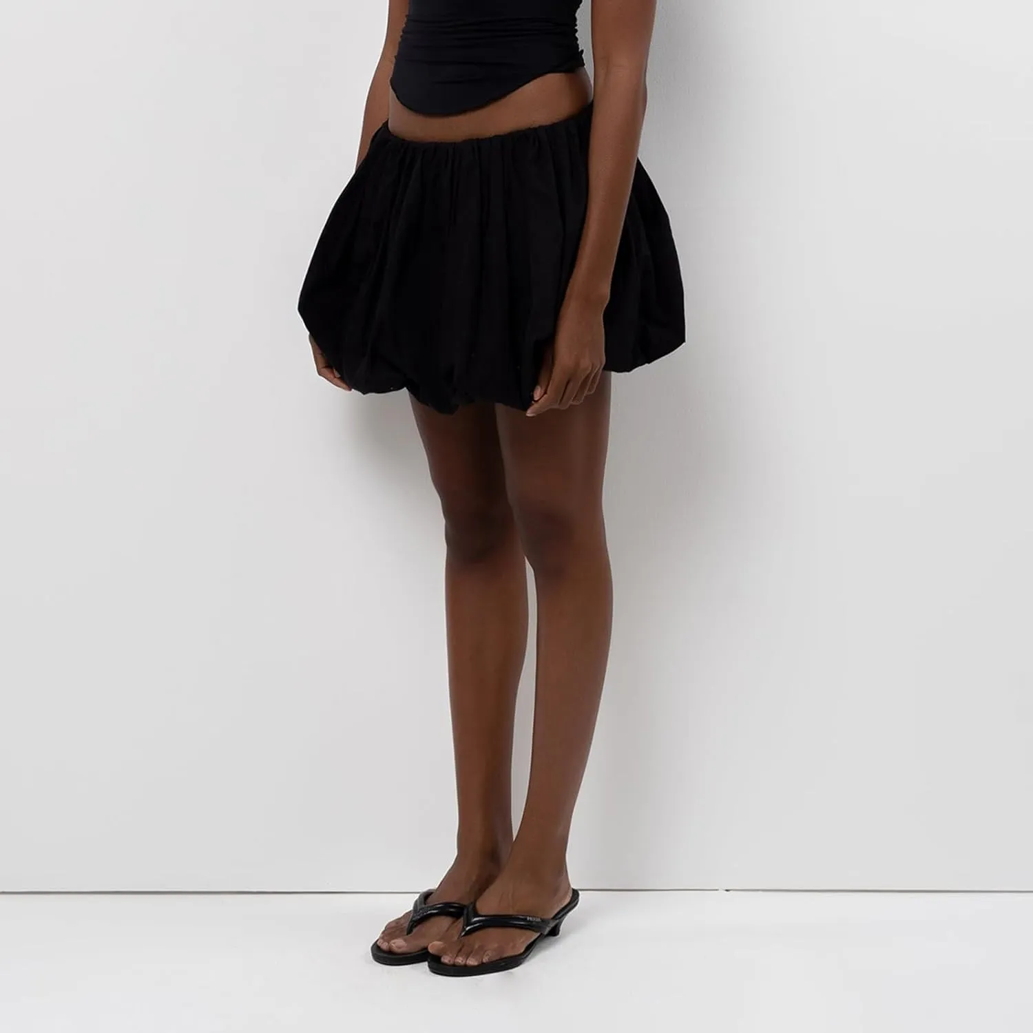 Women Y2k Bubble Mini Skirt Ruffle Hem Pleated Short Skirts High Waist Puffy A-Line Flared Skirt Streetwear