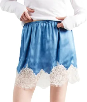 Women Y2k Lace Trim Slip Skirt A Line Pleated Flowy Layered Short Skirts Floral Lace Ruffle Tiered Half Underskirt