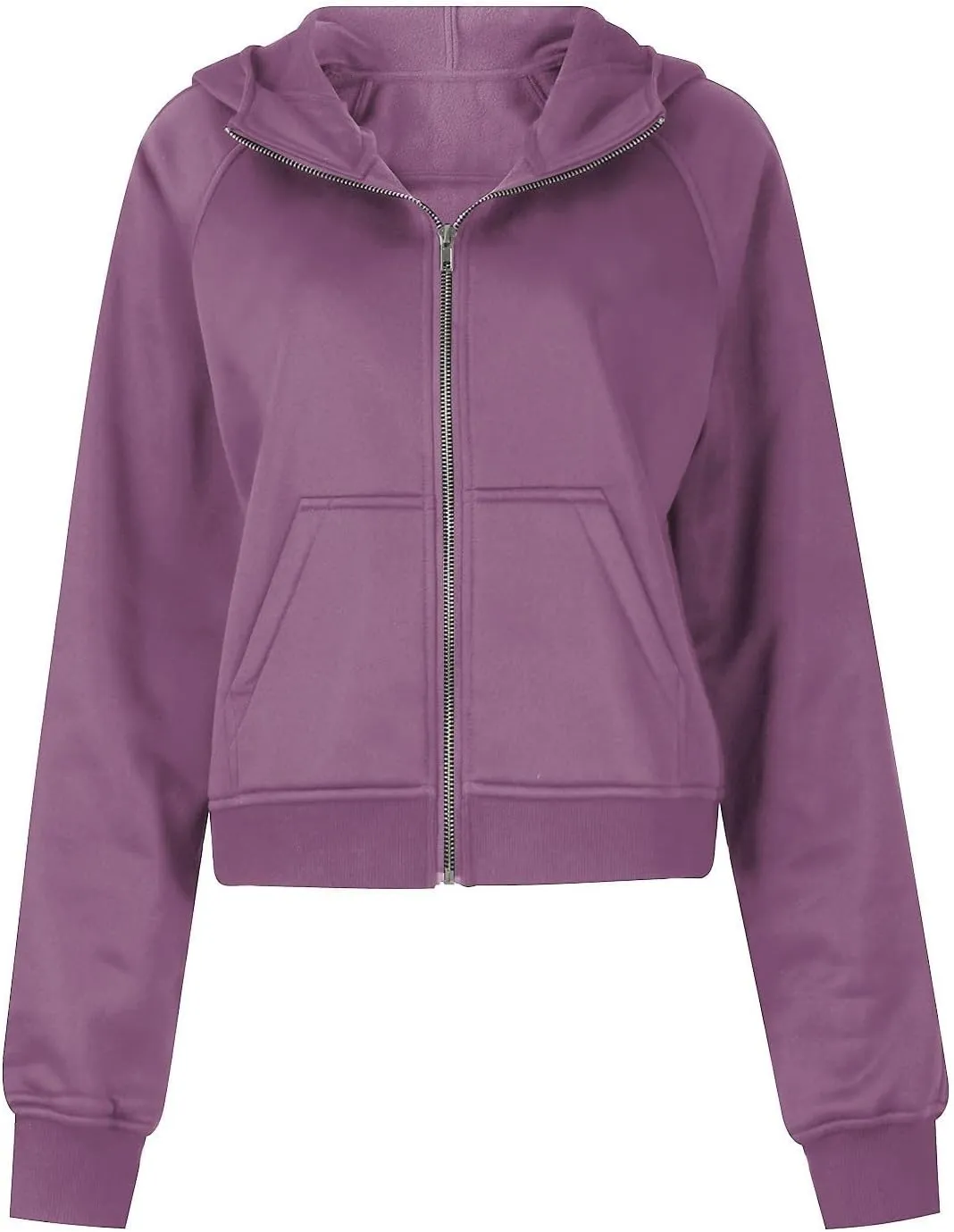 Women Zip Up Hoodies Y2k Cropped Sweatshirt Trendy Fleece Jacket Casual Collared Blouse Lightweight Long Sleeve Tops