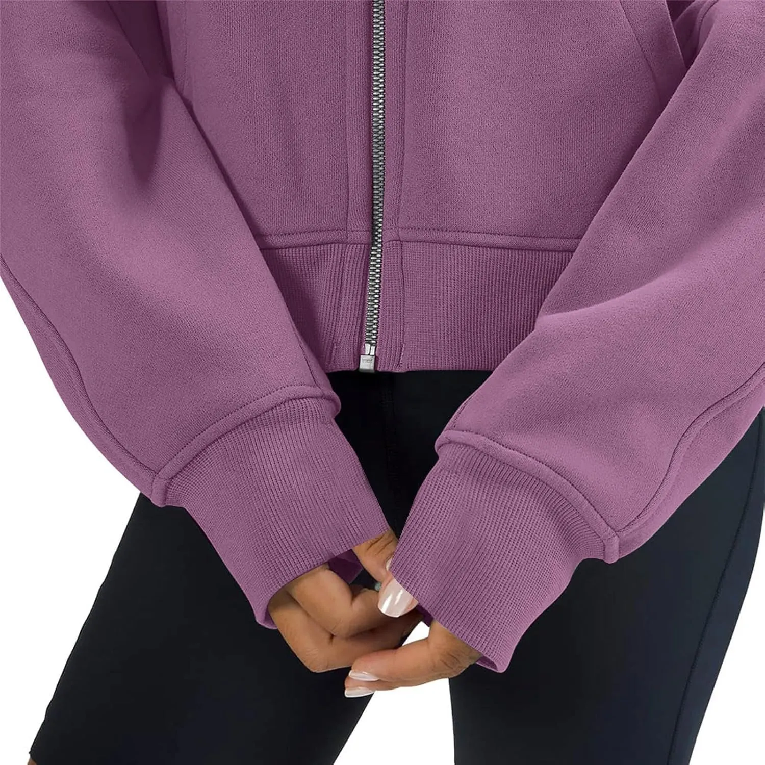 Women Zip Up Hoodies Y2k Cropped Sweatshirt Trendy Fleece Jacket Casual Collared Blouse Lightweight Long Sleeve Tops