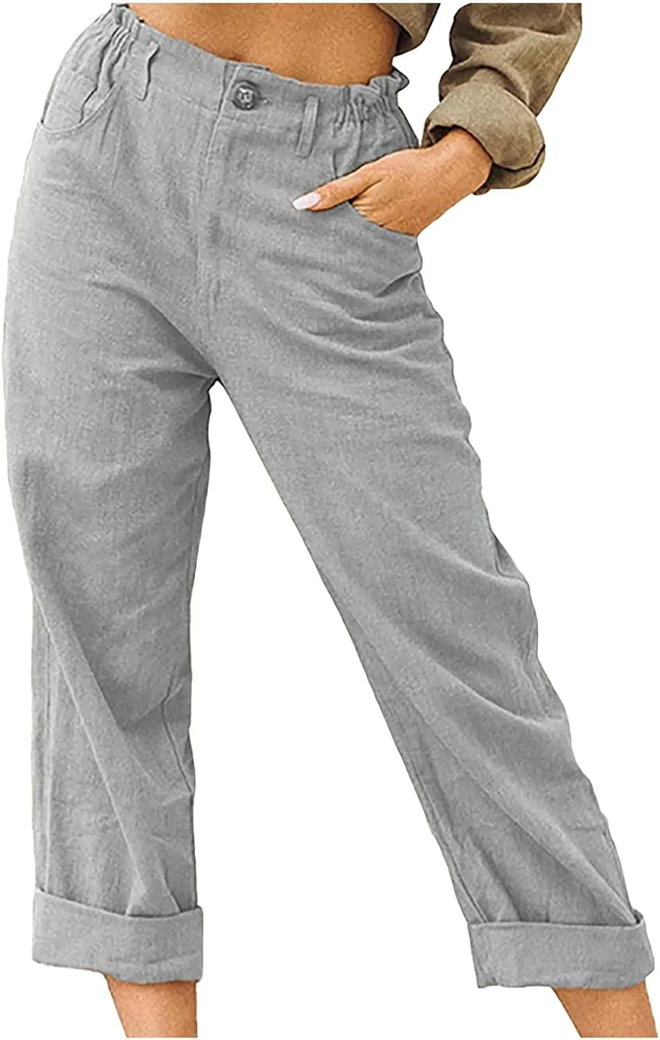 Womens Capris for Summer Dressy Fitted Capri Pants Cotton Linen Casual Pants 2024 Trendy Beach Vacation Outfits