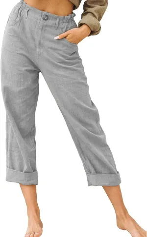 Womens Capris for Summer Dressy Fitted Capri Pants Cotton Linen Casual Pants 2024 Trendy Beach Vacation Outfits