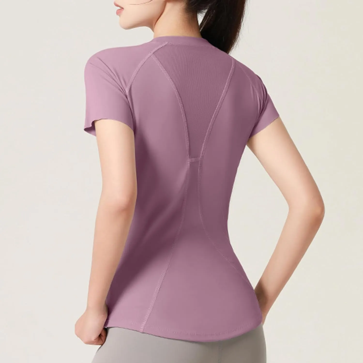 Womens Casual Activewear T Shirts Basic Crewneck Raglan Short Sleeve Slim Tight Fit Going Out Tops Gym Yoga Shirts