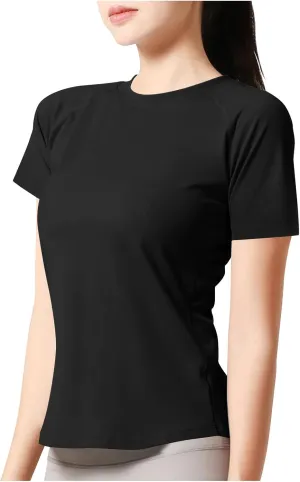 Womens Casual Activewear T Shirts Basic Crewneck Raglan Short Sleeve Slim Tight Fit Going Out Tops Gym Yoga Shirts