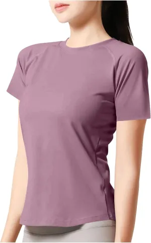 Womens Casual Activewear T Shirts Basic Crewneck Raglan Short Sleeve Slim Tight Fit Going Out Tops Gym Yoga Shirts